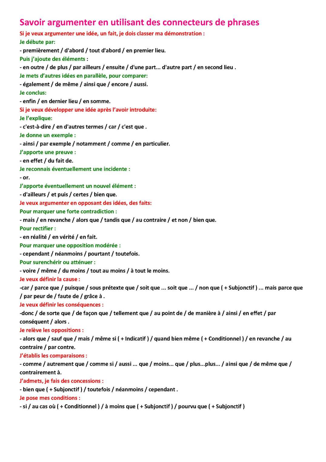 Savoir argumenter en utilisant des connecteurs de phrases